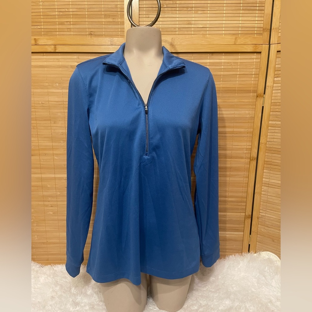 Greg Norman blue 1/4 zip long sleeve top golf shirt woman’s medium